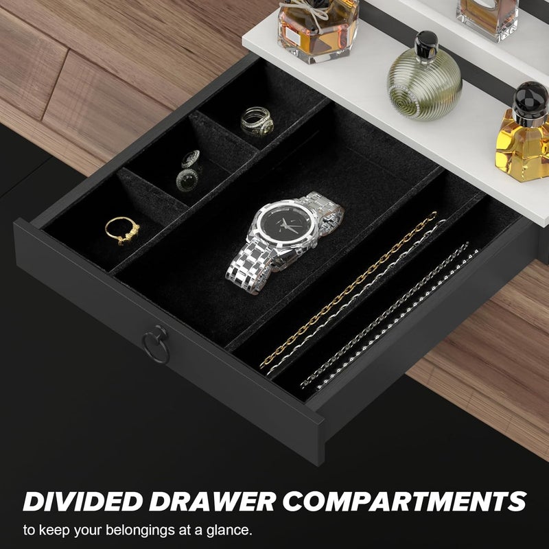 upcessory Cologne Organizer for Men, 4 Tier Black Wood Perfume Organizer with Felt Lining Drawer and Hidden Compartment, Perfume Display Holder, A Gift for Men - Image 2